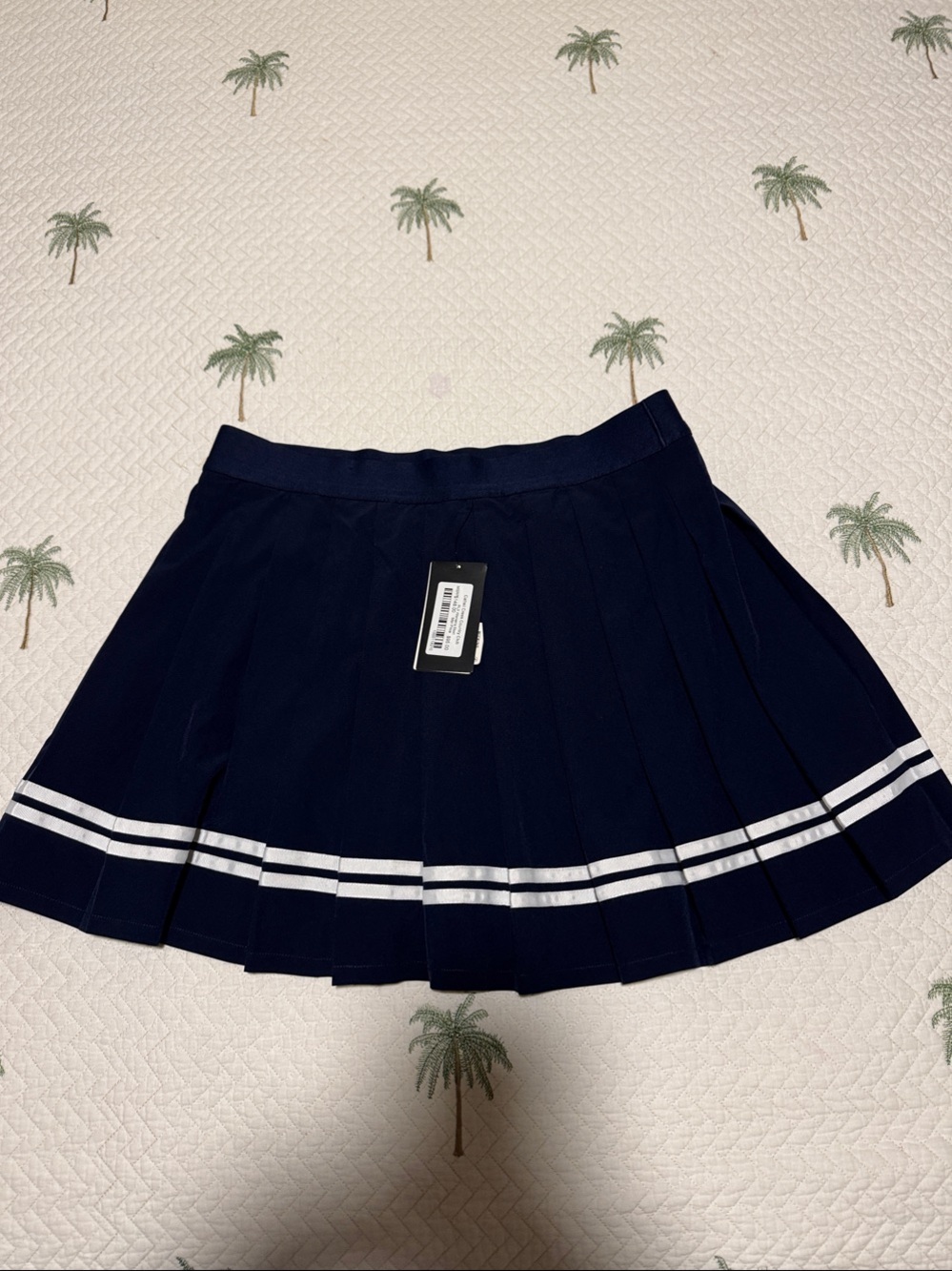 Ralph Lauren Navy Pleated Golf Tennis Skirt with White Stripe